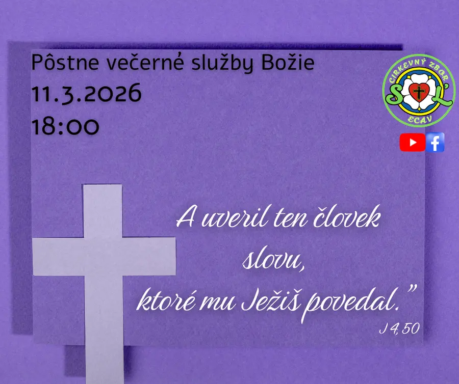 PÔSTNE VEČERNÉ SLUŽBY BOŽIE III. ǀ 11.3.2026