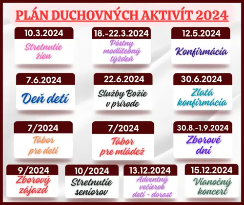 Plán duchovných aktivít 2024