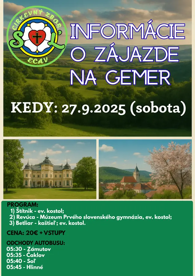 Informácie o zborovom zájazde