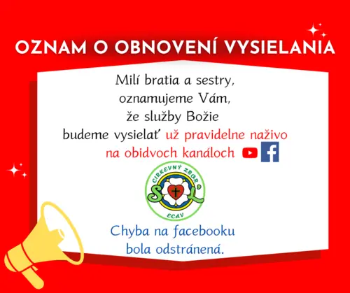 Oznam o obnovení vysielania na fcb